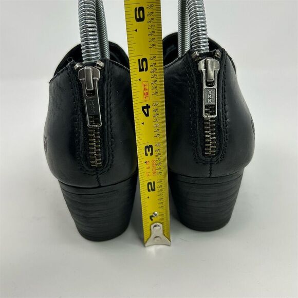 Born Antonia Black Leather Heeled Ankle Booties Size 7.5M Casual Back Zipper - Picture 9 of 14